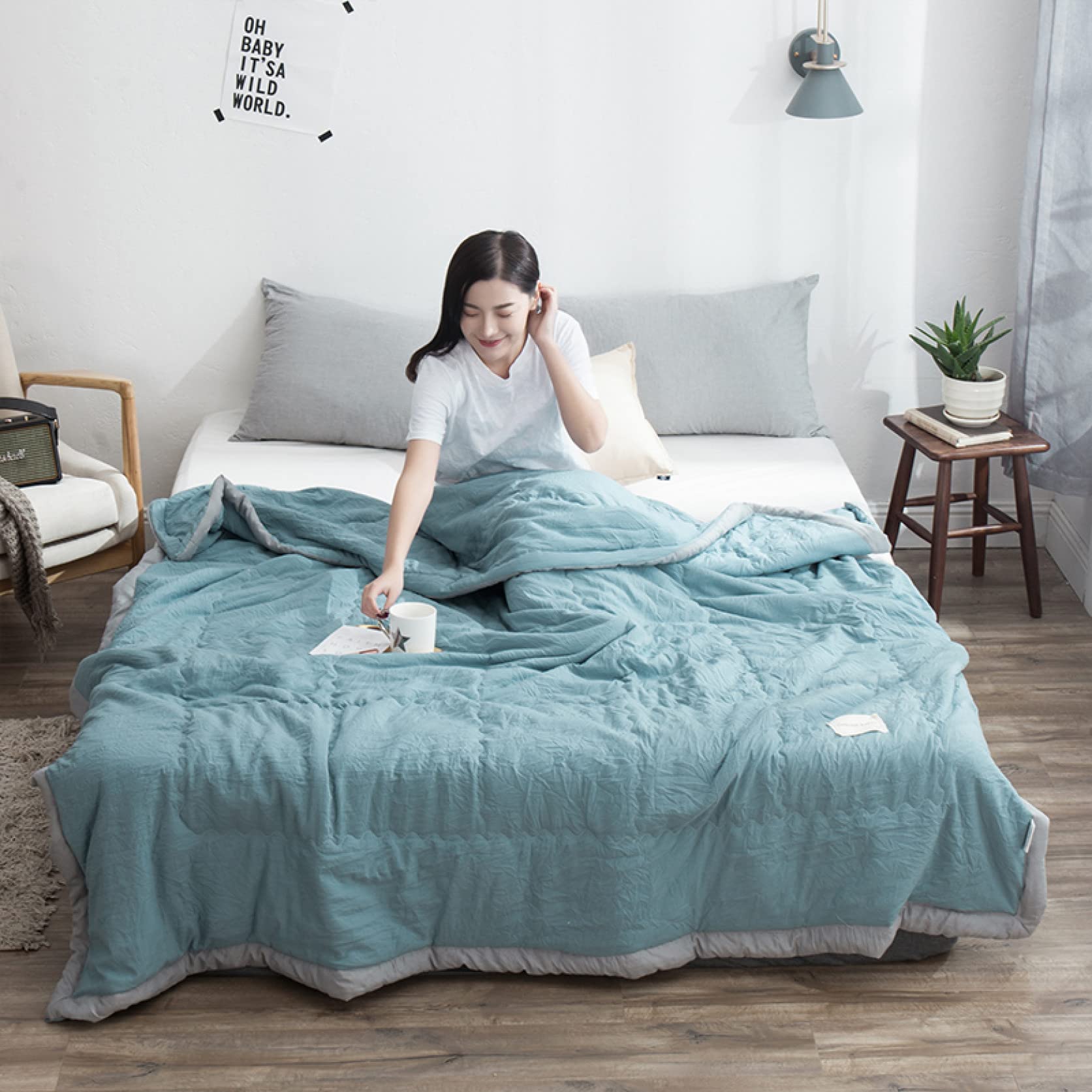 Amazon｜夏がけ布団 200*230 無地 掛けぶとん 夏用キルケット コットン